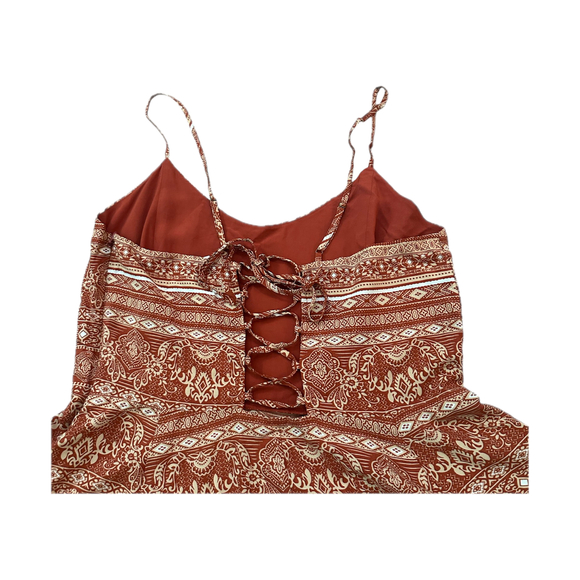 NWT! Bohemian Tribal Print Rust Mini Fit & Flare Dress w/ Lace up Back- Size XL - Picture 5 of 9